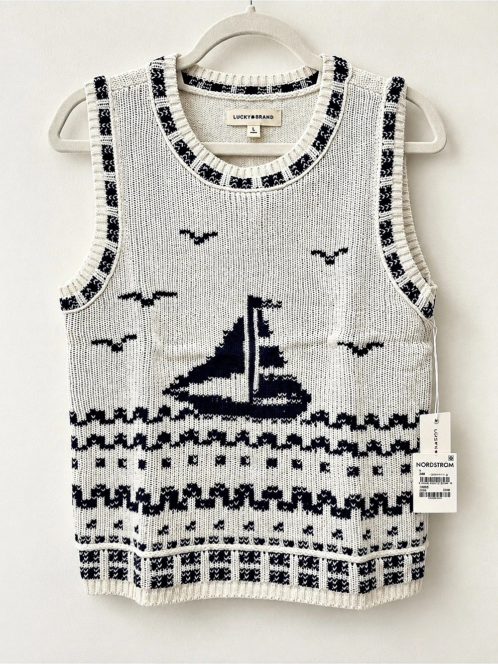 NWT Lucky Brand Sailboat Sweater Tank Top — Size L